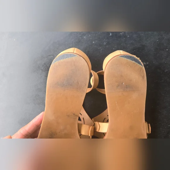 Tory Burch Tan Leather Sandals with Perforated Design - Picture 4 of 7